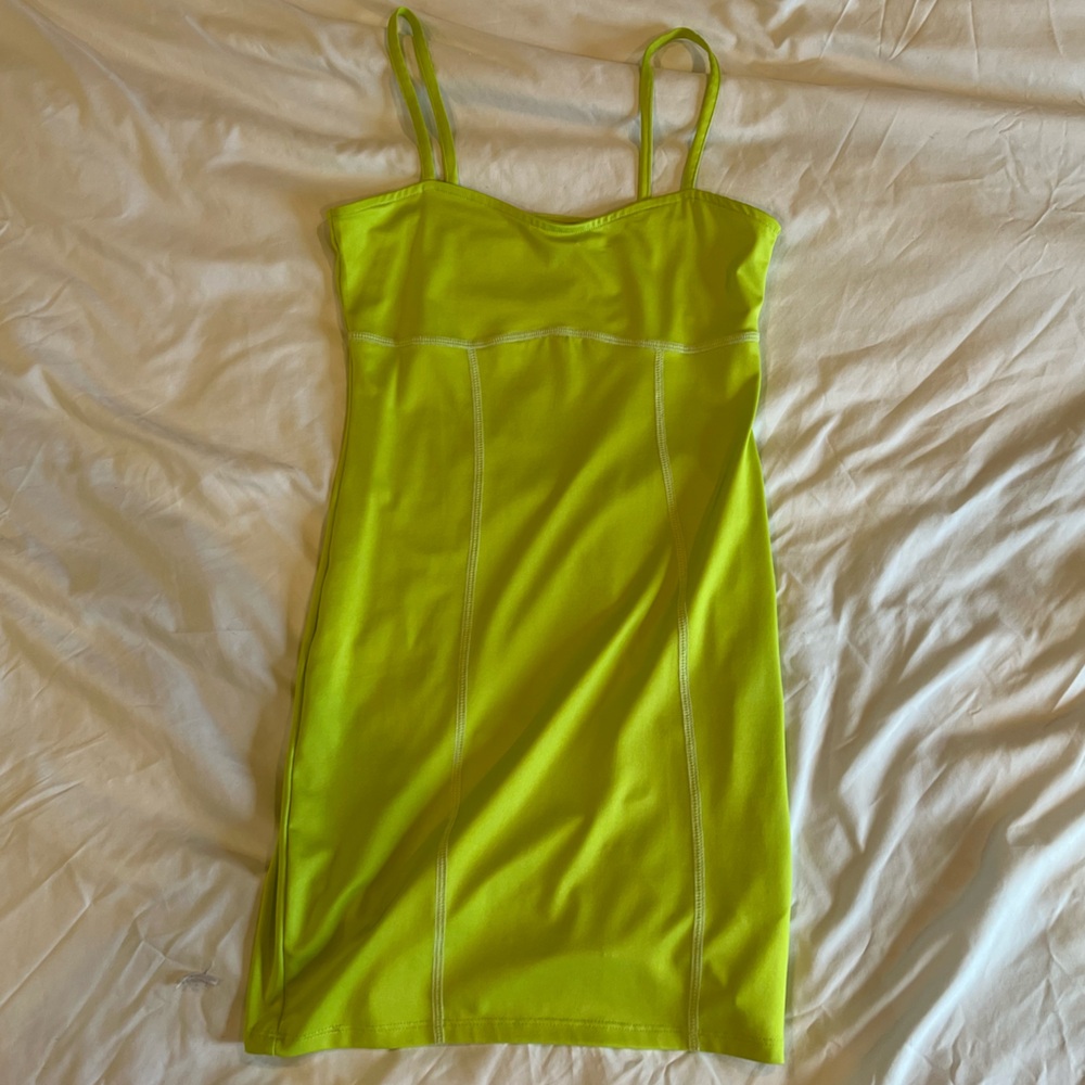 Lime green spaghetti strap mini dress (s)